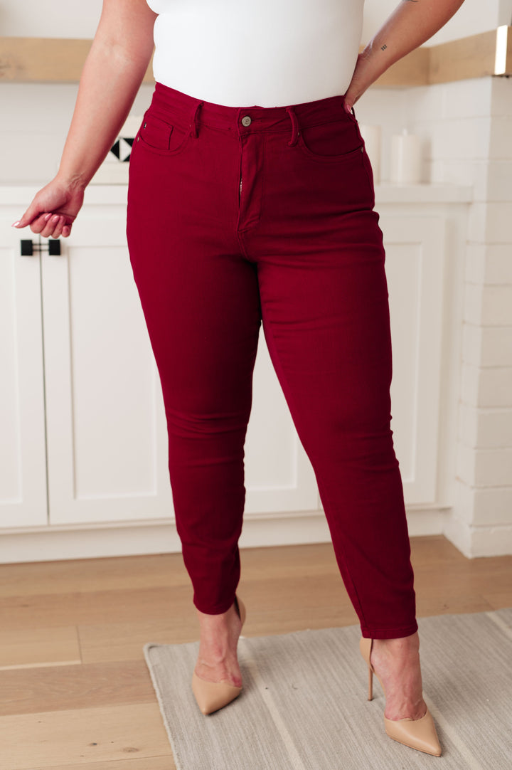 Wanda High Rise Control Top Skinny Jeans Scarlet by Judy Blue