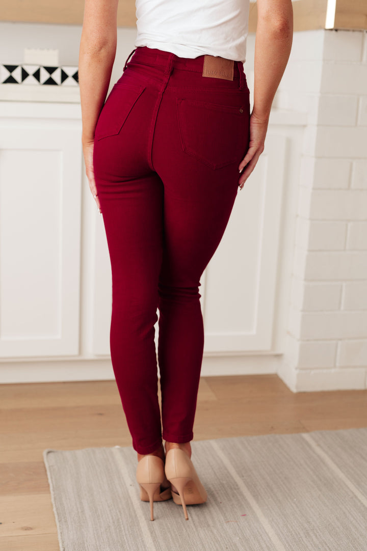 Wanda High Rise Control Top Skinny Jeans Scarlet by Judy Blue