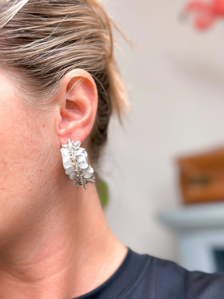 Shiny Sequin Hoop Earrings - Gray