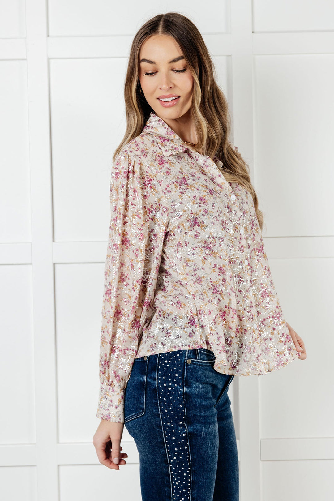 You and I Connect Floral Button Up Blouse - 12/31