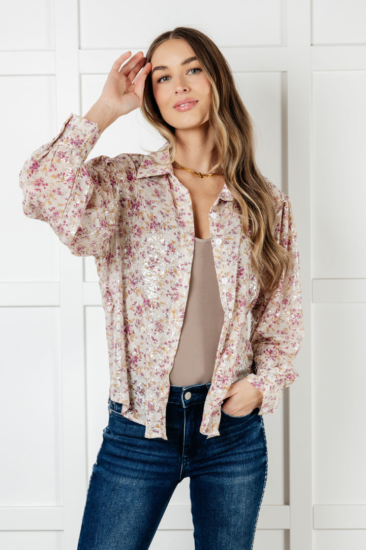 You and I Connect Floral Button Up Blouse - 12/31