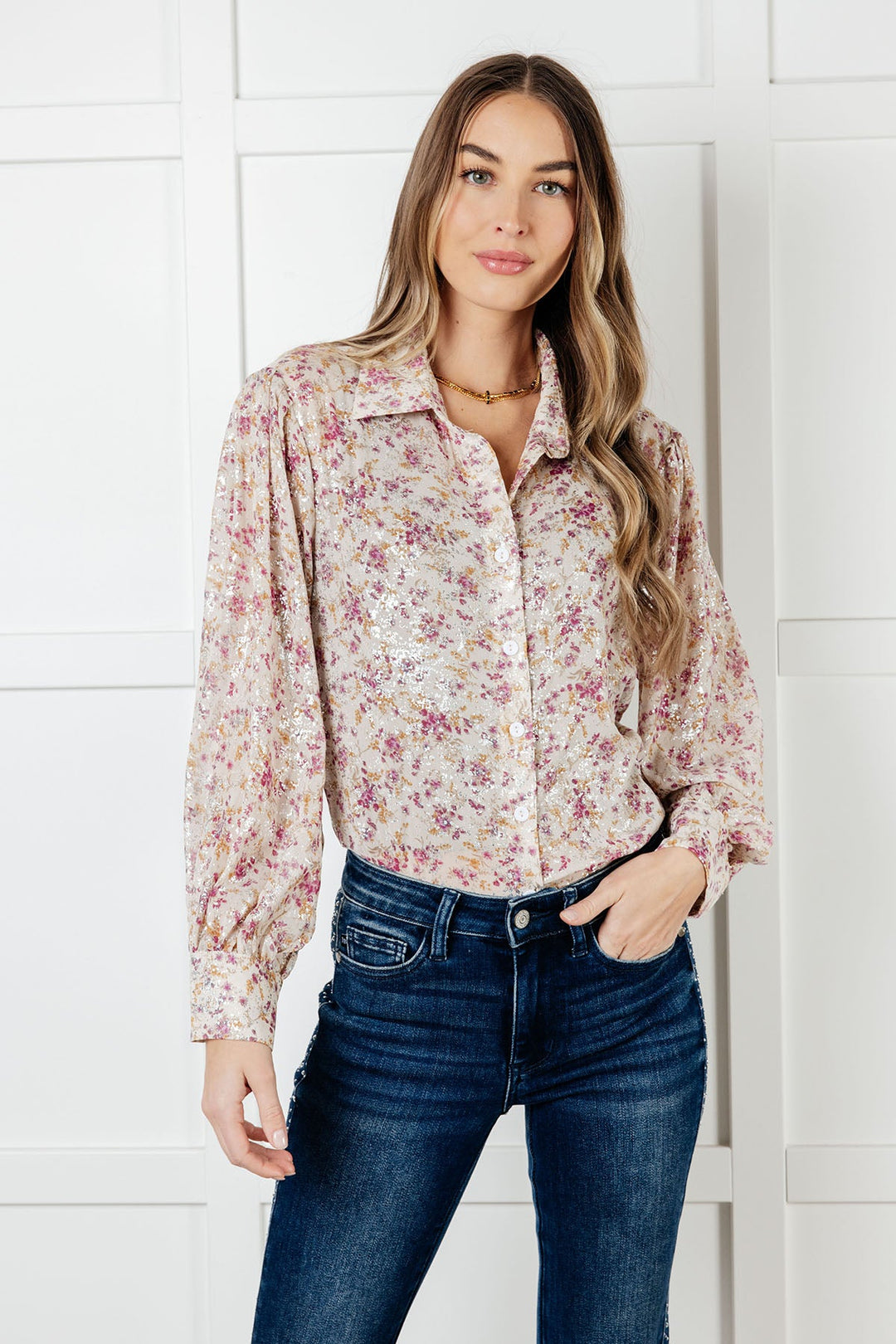 You and I Connect Floral Button Up Blouse - 12/31