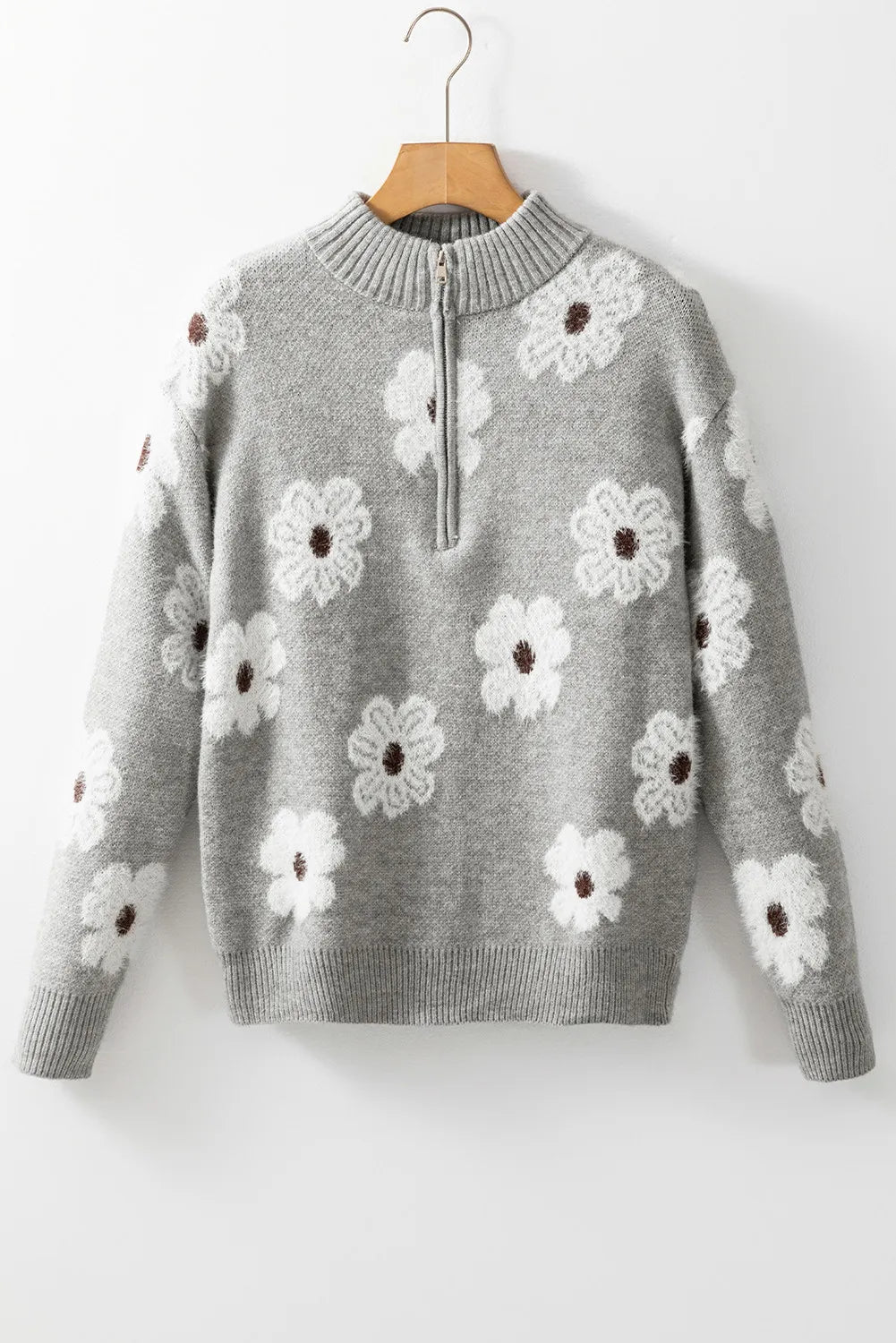 Sandi Floral Quarter Zip Sweater (Ships in 2-3 Weeks)