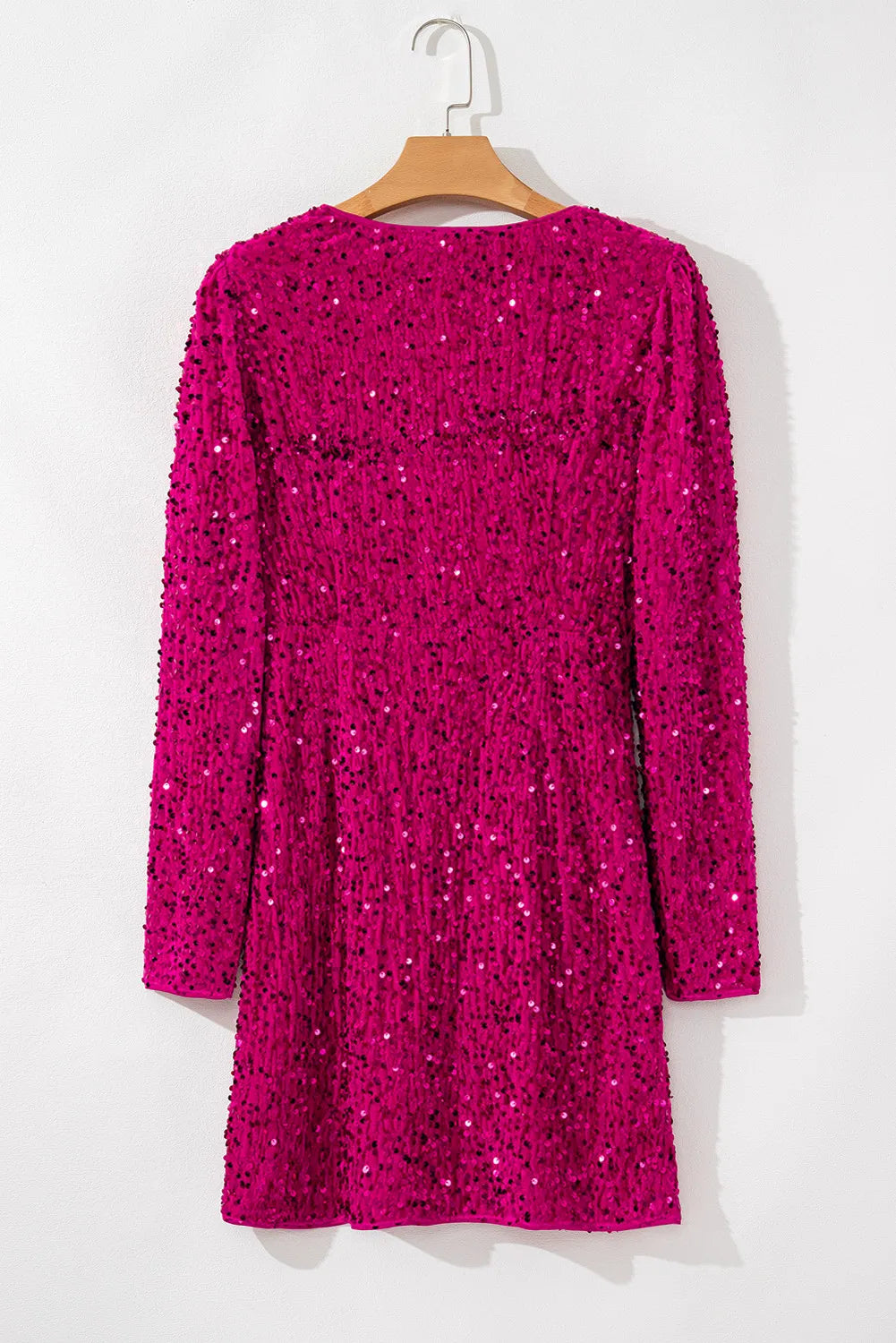 Tara Sequin Faux Wrap Dress - Pink (Ships in 1-2 Weeks)