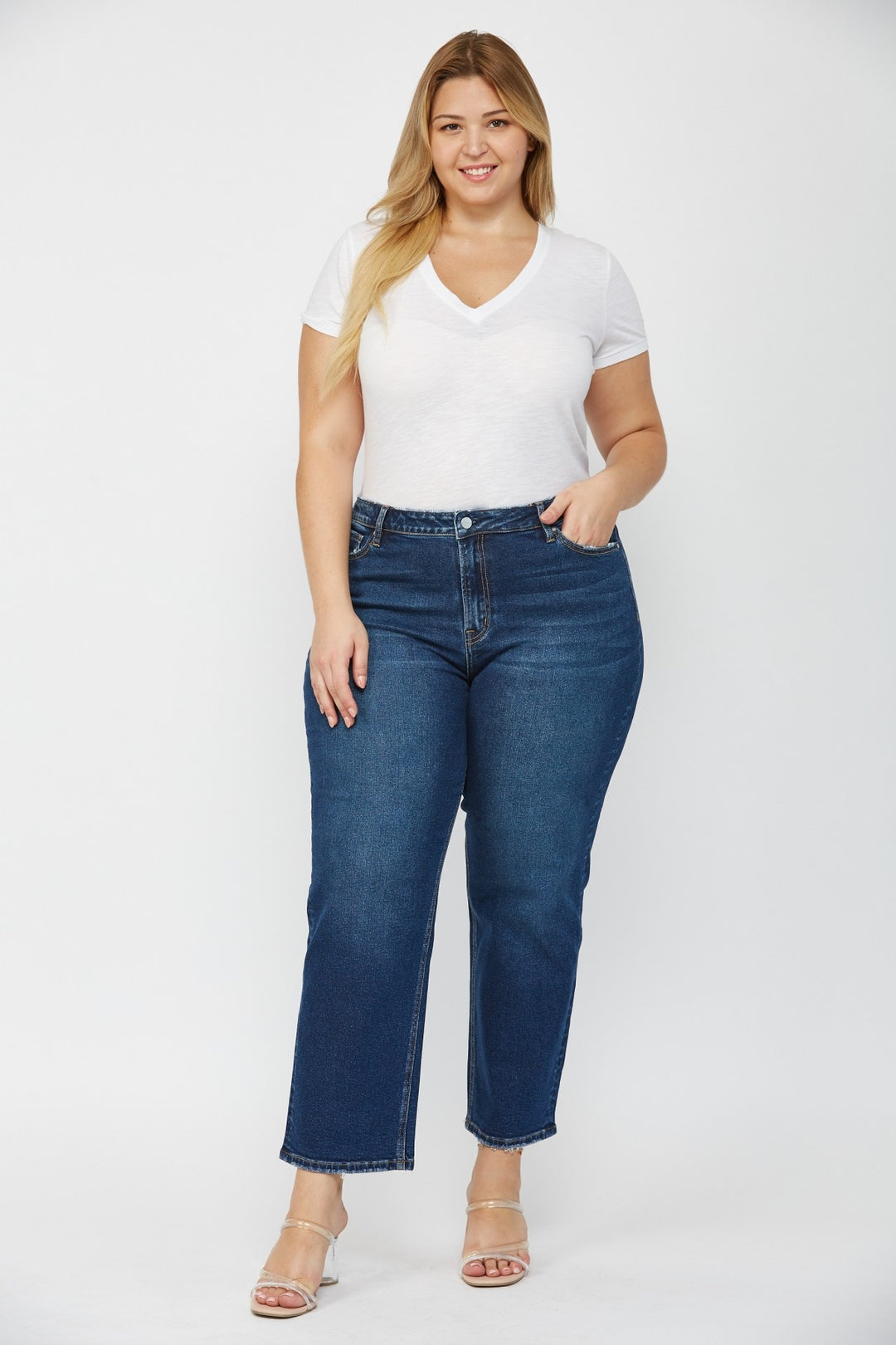 Super High Wedge Straight Leg Jeans by Mica Denim (Ships in 2-3 Weeks)