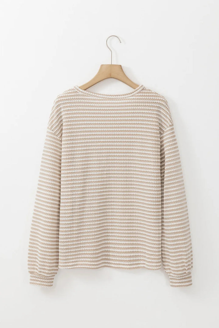 Rachel Striped Round Neck Long Sleeve Top - Choice of Colors (Ships in 2-3 Weeks)