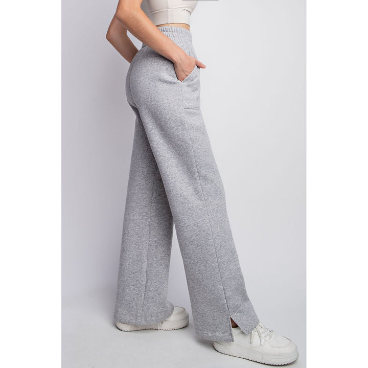 French Terry Straight Leg Pants by Rae Mode - Heather Grey