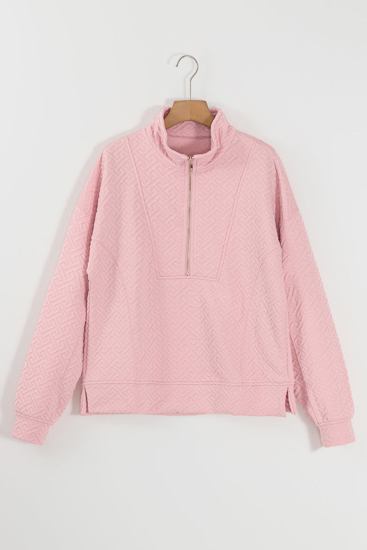 Janey Textured Quarter Zip Pullover - Choice of Color (Ships in 2-3 Weeks)