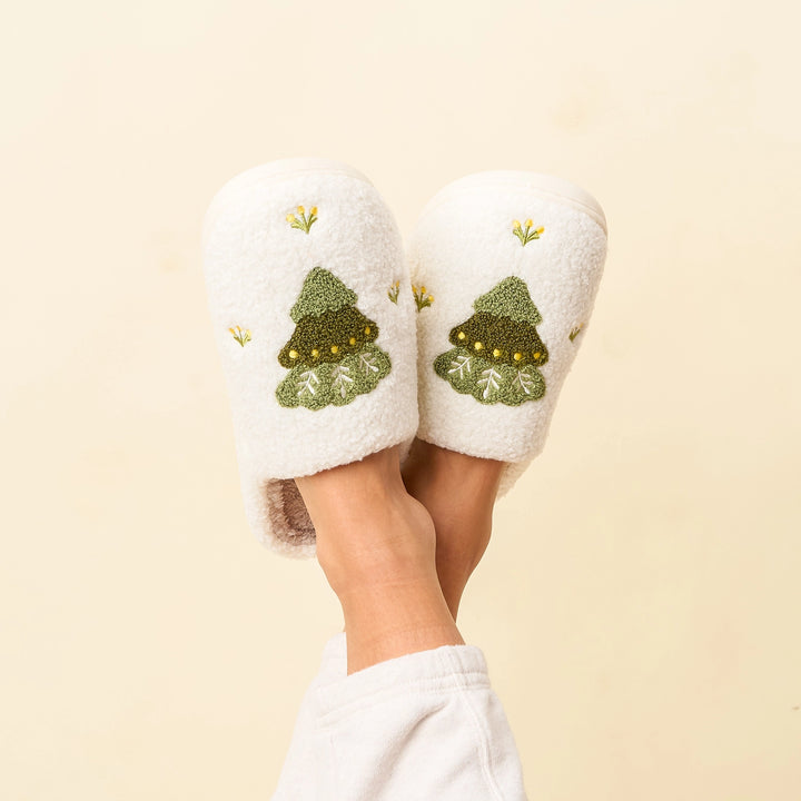 Christmas Tree Fuzzy Slippers