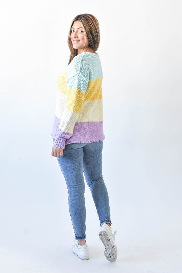 DOORBUSTER: Crewneck Colorblock Sweater - Purple by Sew In Love