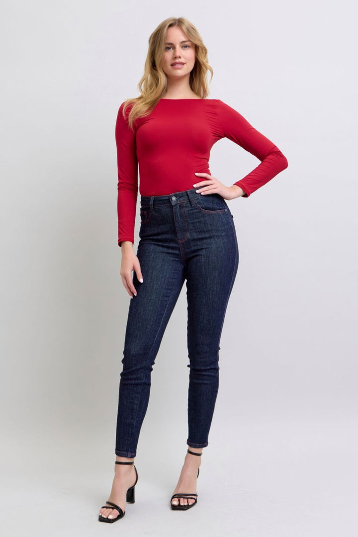 Heart Shaped Back Pockets Skinny Jeans by Judy Blue (Ships in 2-3 Weeks)