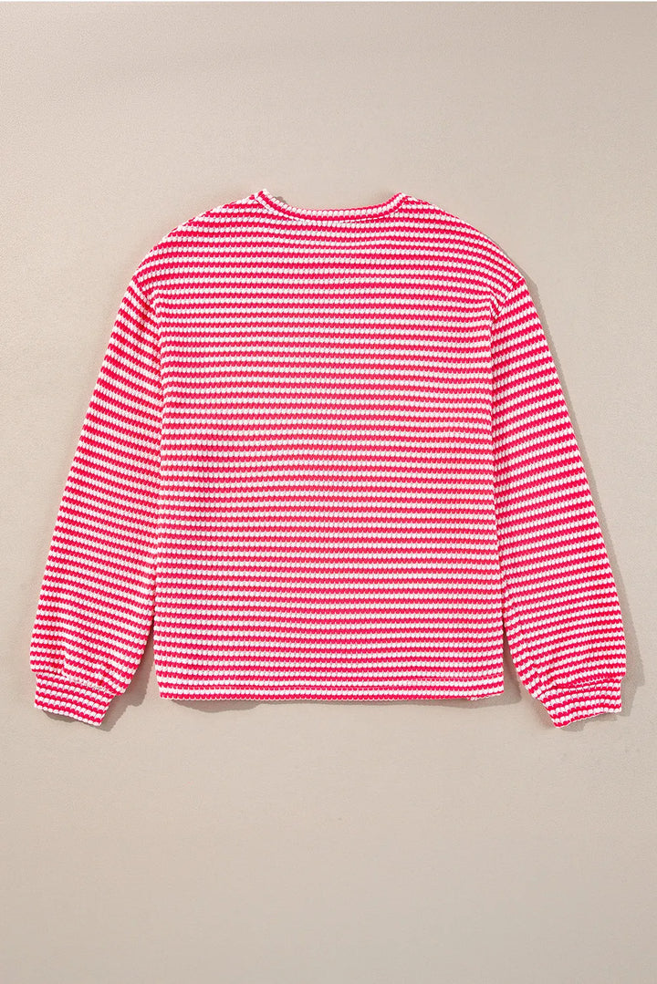 Rachel Striped Round Neck Long Sleeve Top - Choice of Colors (Ships in 2-3 Weeks)