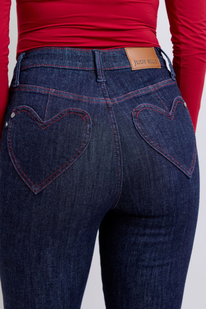 Heart Shaped Back Pockets Skinny Jeans by Judy Blue (Ships in 2-3 Weeks)