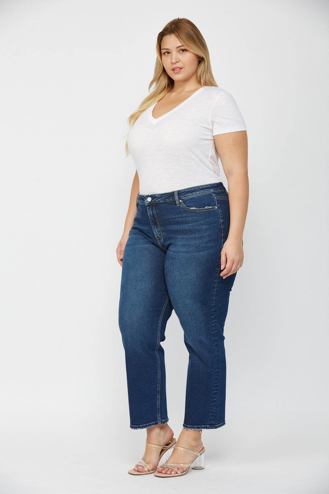 Super High Wedge Straight Leg Jeans by Mica Denim (Ships in 2-3 Weeks)