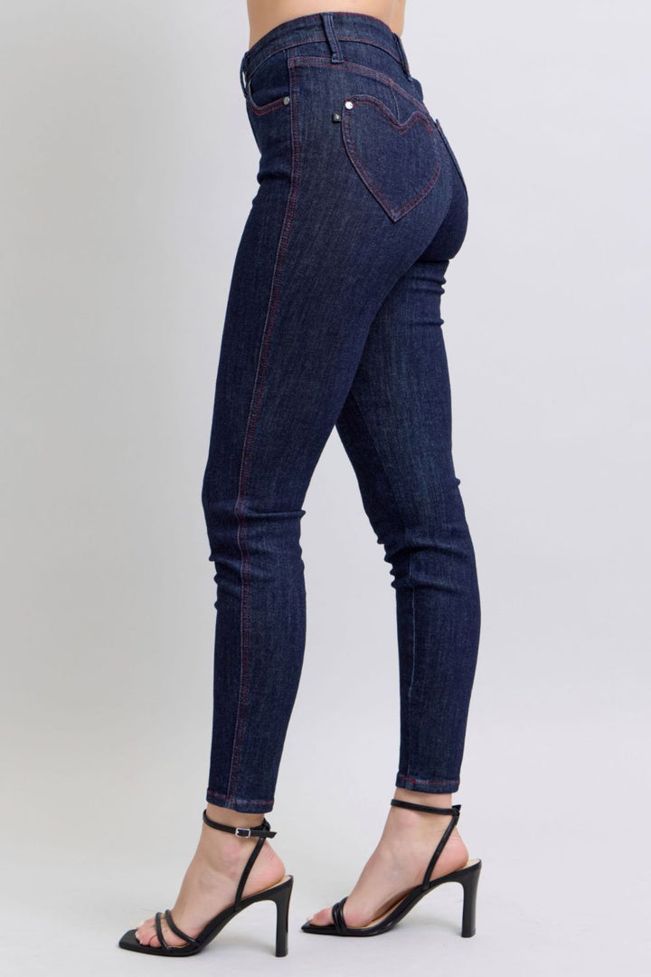 Heart Shaped Back Pockets Skinny Jeans by Judy Blue (Ships in 2-3 Weeks)