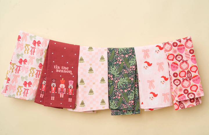 Pink Christmas Tea Towels