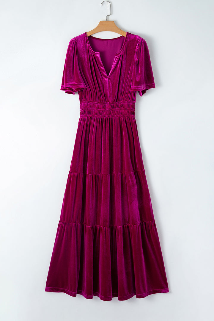 Victoria Velvet Tiered Maxi Dress - Choice of Color (Ships in 2-3 Weeks)