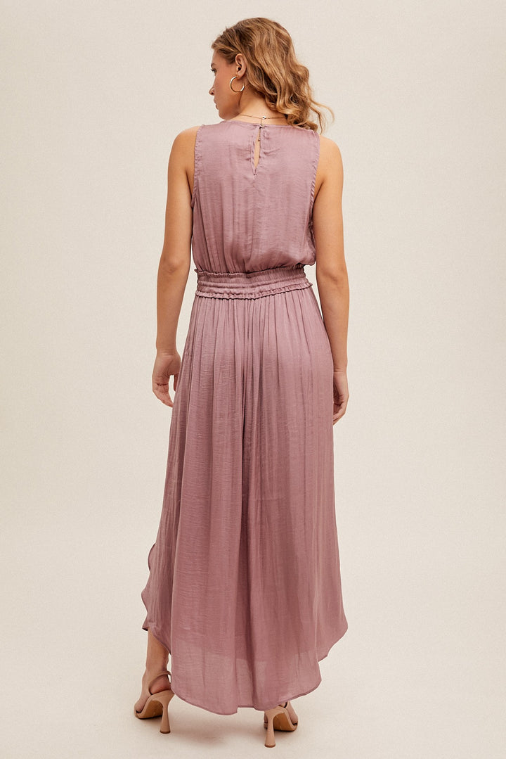 Surplice Neck Satin Maxi Dress by Mystree