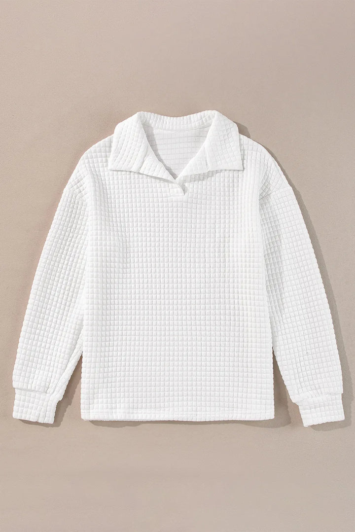 DOORBUSTER: Quilted Collared Pullover - White