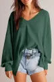 Eliza Slouchy Waffle V Neck Drop Shoulder - Choice of Colors