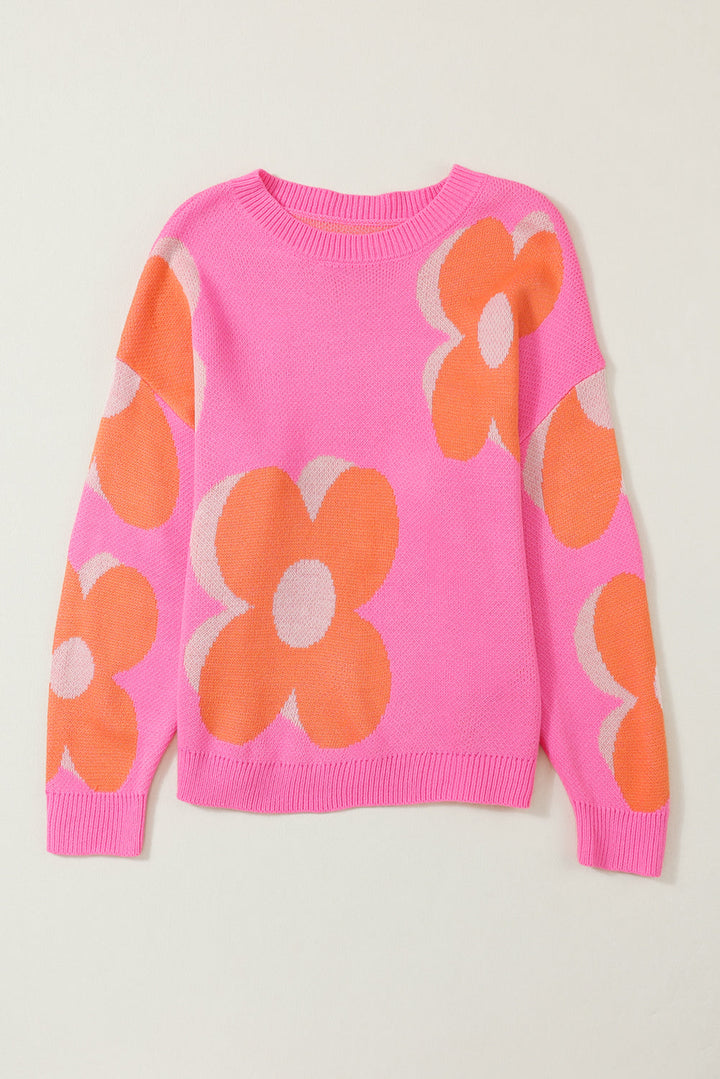 Meadow Pink Floral Slouchy Sweater - Choice of Colors (Ships in 2-3 Weeks)