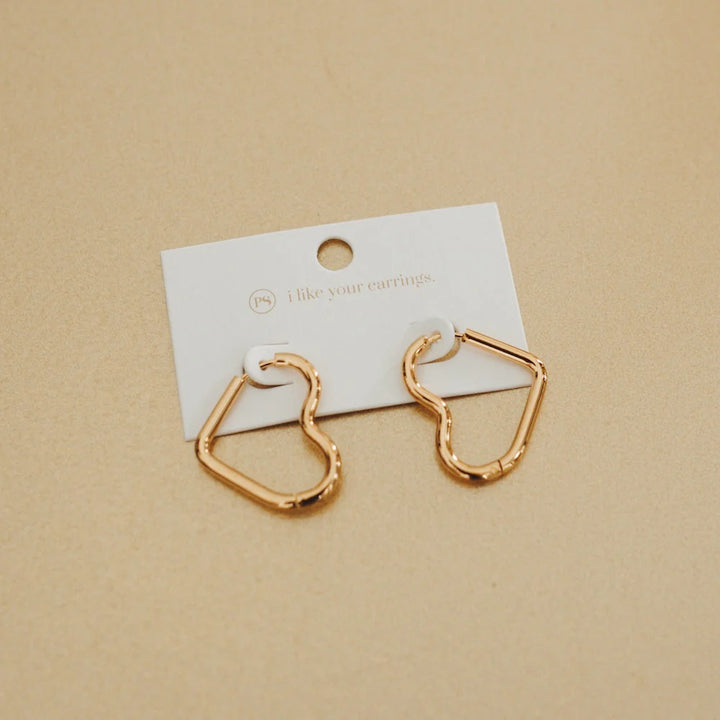 Love On My Mind Heart Hoop Earrings by Pretty Simple