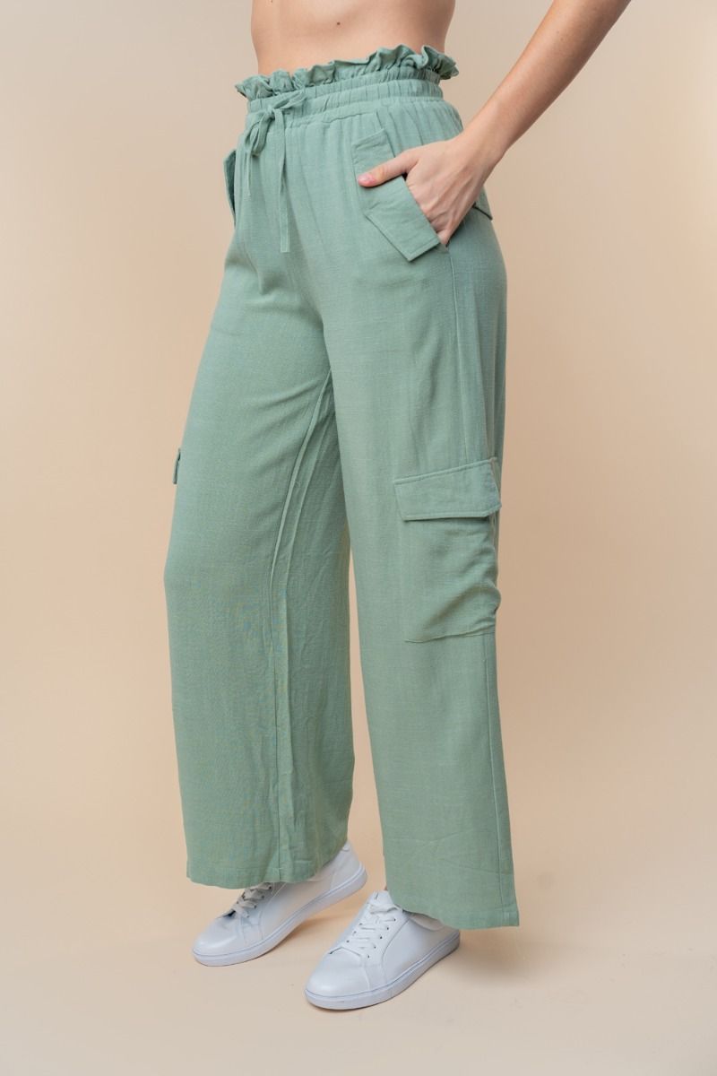 Linen Feel Cargo Pants by White Birch