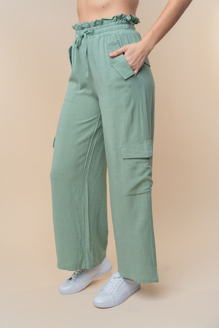 Linen Feel Cargo Pants by White Birch