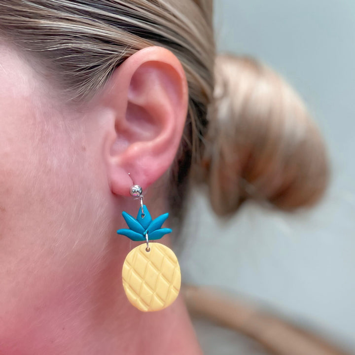 Preppy Pineapple Clay Dangle Earrings