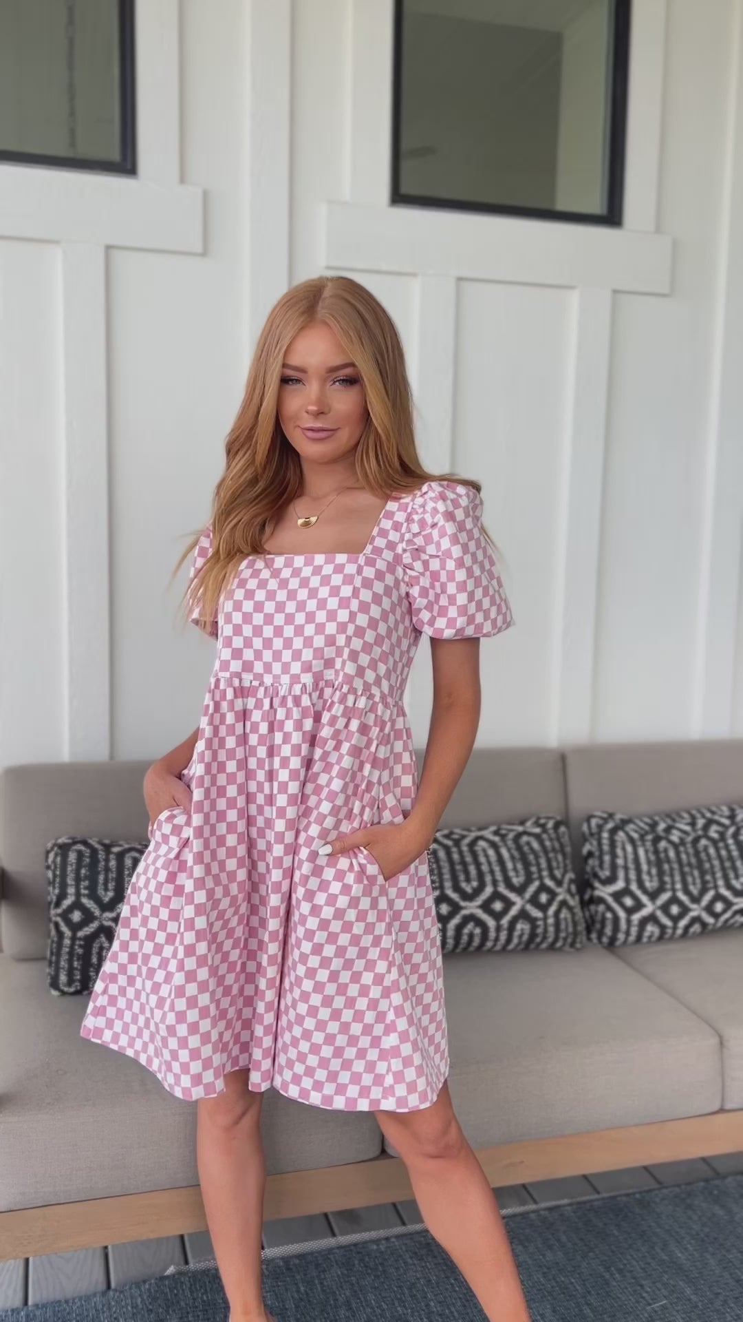 The Moment Checkered Babydoll Dress