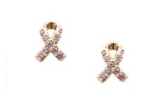 Cubic Zirconia Ribbon Stud Earrings - Gold