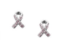 Cubic Zirconia Ribbon Stud Earrings - Silver