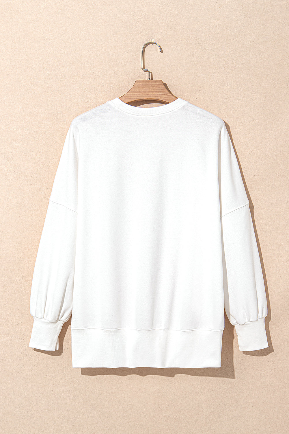 White Sequin Bow High Low Oversize Sweatshirt (Ships in 2-3 Weeks)