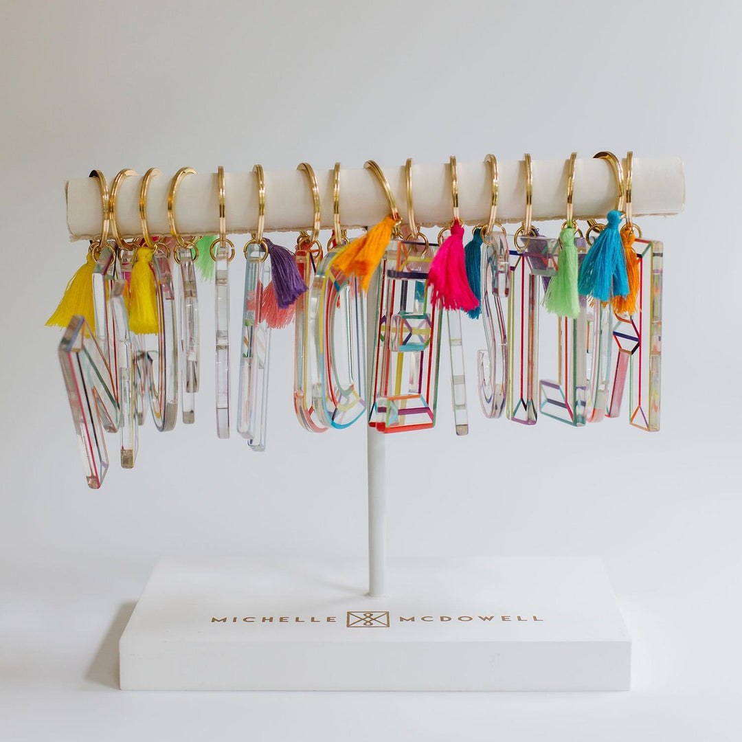 Colorful Initial Tassel Keychain