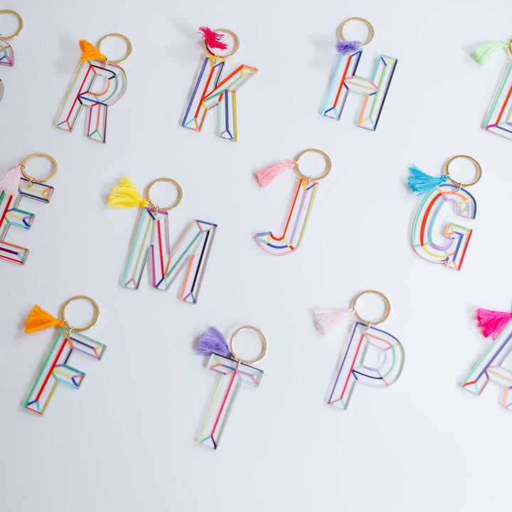 Colorful Initial Tassel Keychain