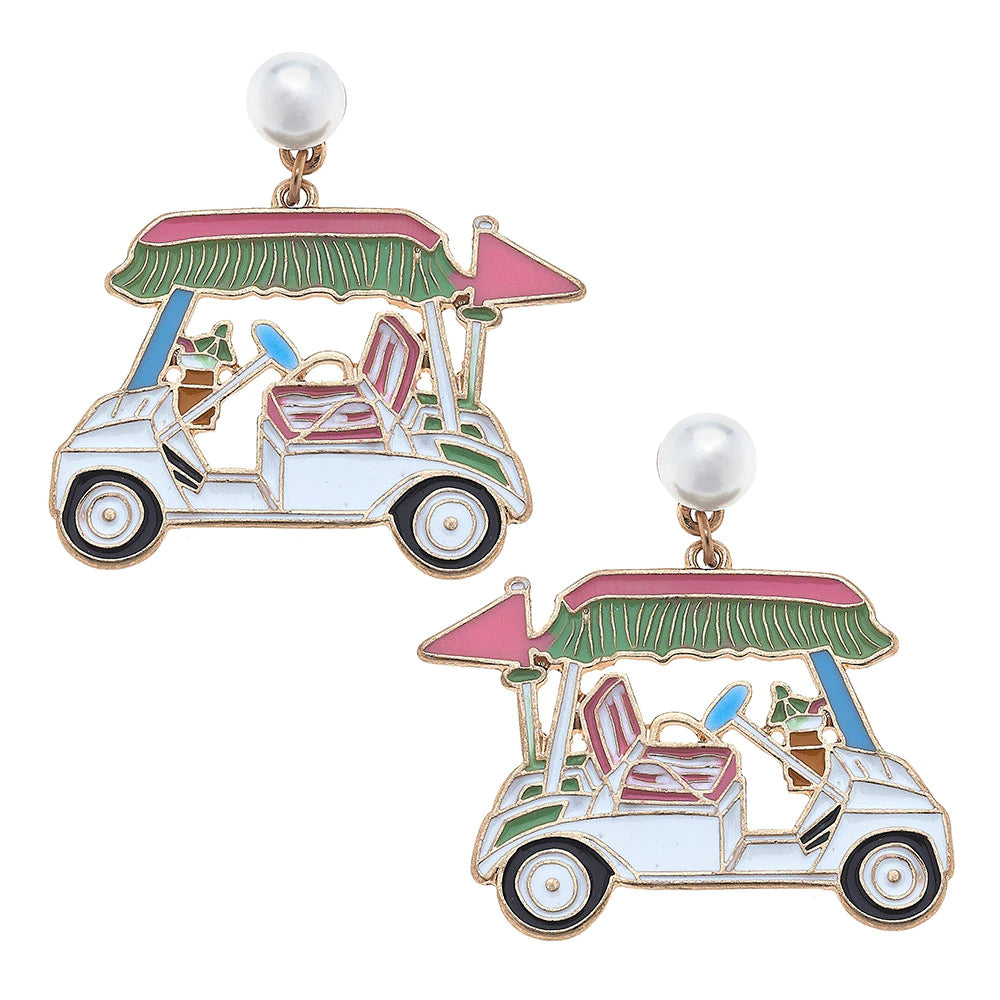 Bella Enamel Golf Cart Earrings