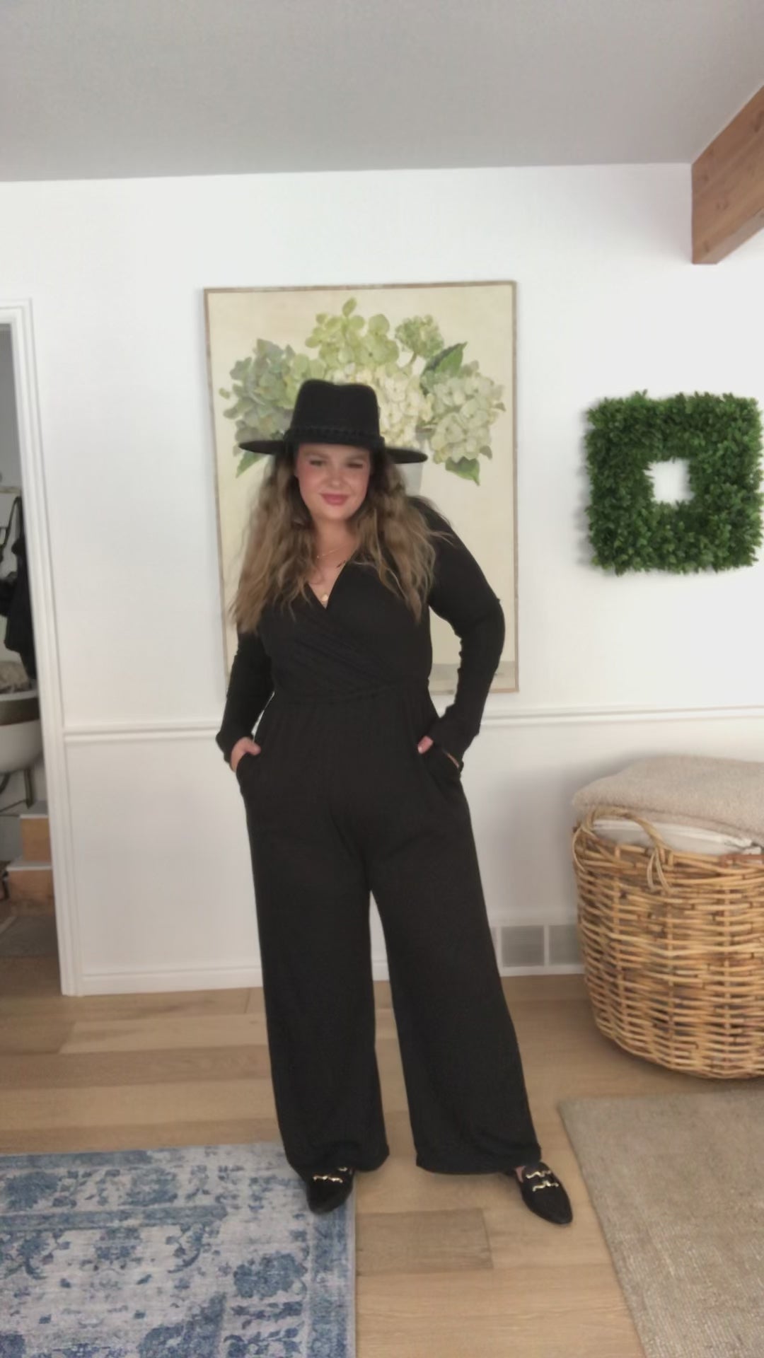 Onward & Upward Faux Wrap Jumpsuit In Black