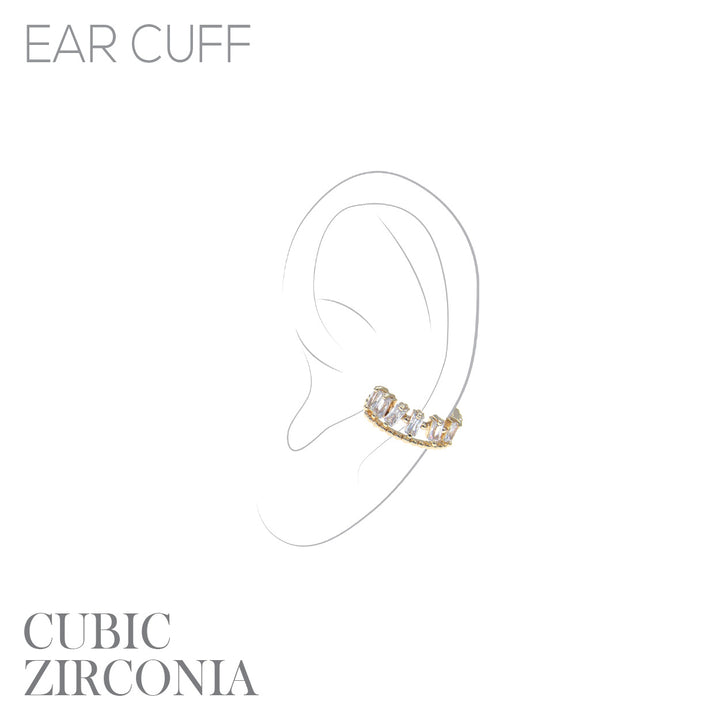 Cubic Zirconia Baguette Ear Cuff - Gold