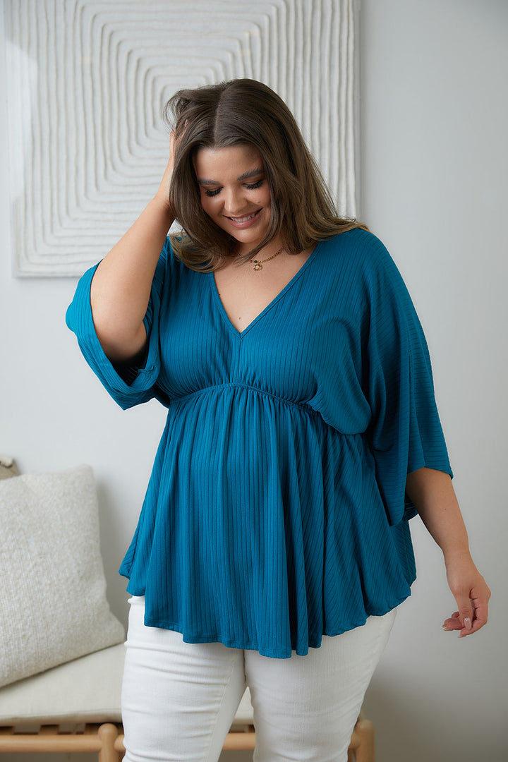 Storied Moments Draped Peplum Top in Teal (Ships in 1-2 Weeks)