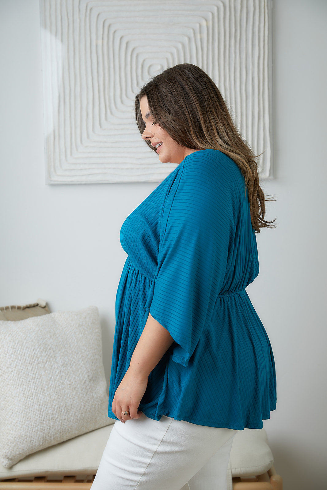 Storied Moments Draped Peplum Top in Teal (Ships in 1-2 Weeks)