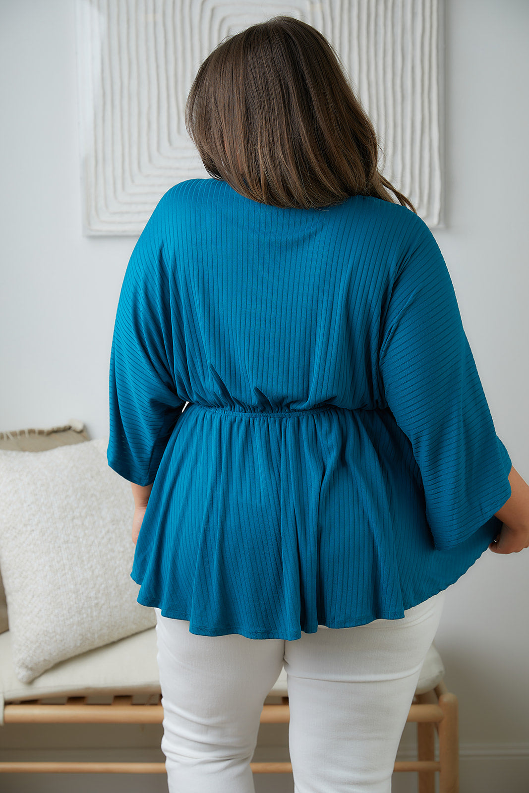 Storied Moments Draped Peplum Top in Teal (Ships in 1-2 Weeks)