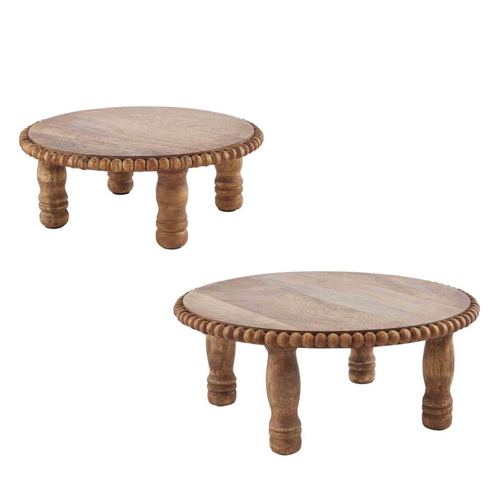 Mango Wood Beaded Pedestal Set by Mud Pie