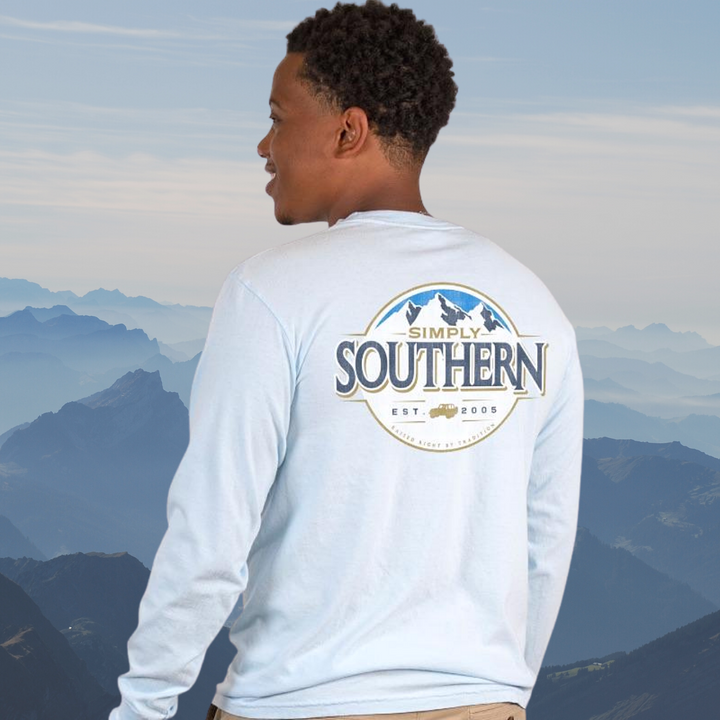 Mountain Chambray Logo Long Sleeve Tee by Simply Southern