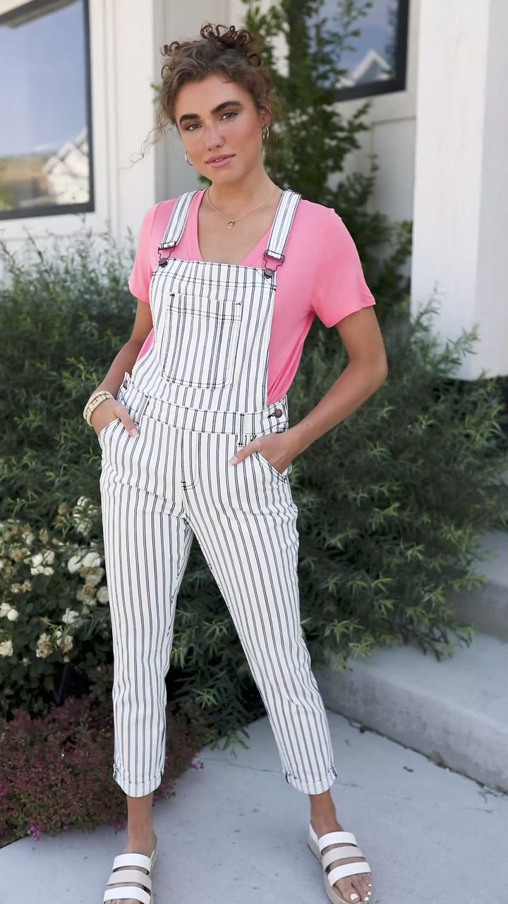 Railroad Stripe Overalls by Judy Blue