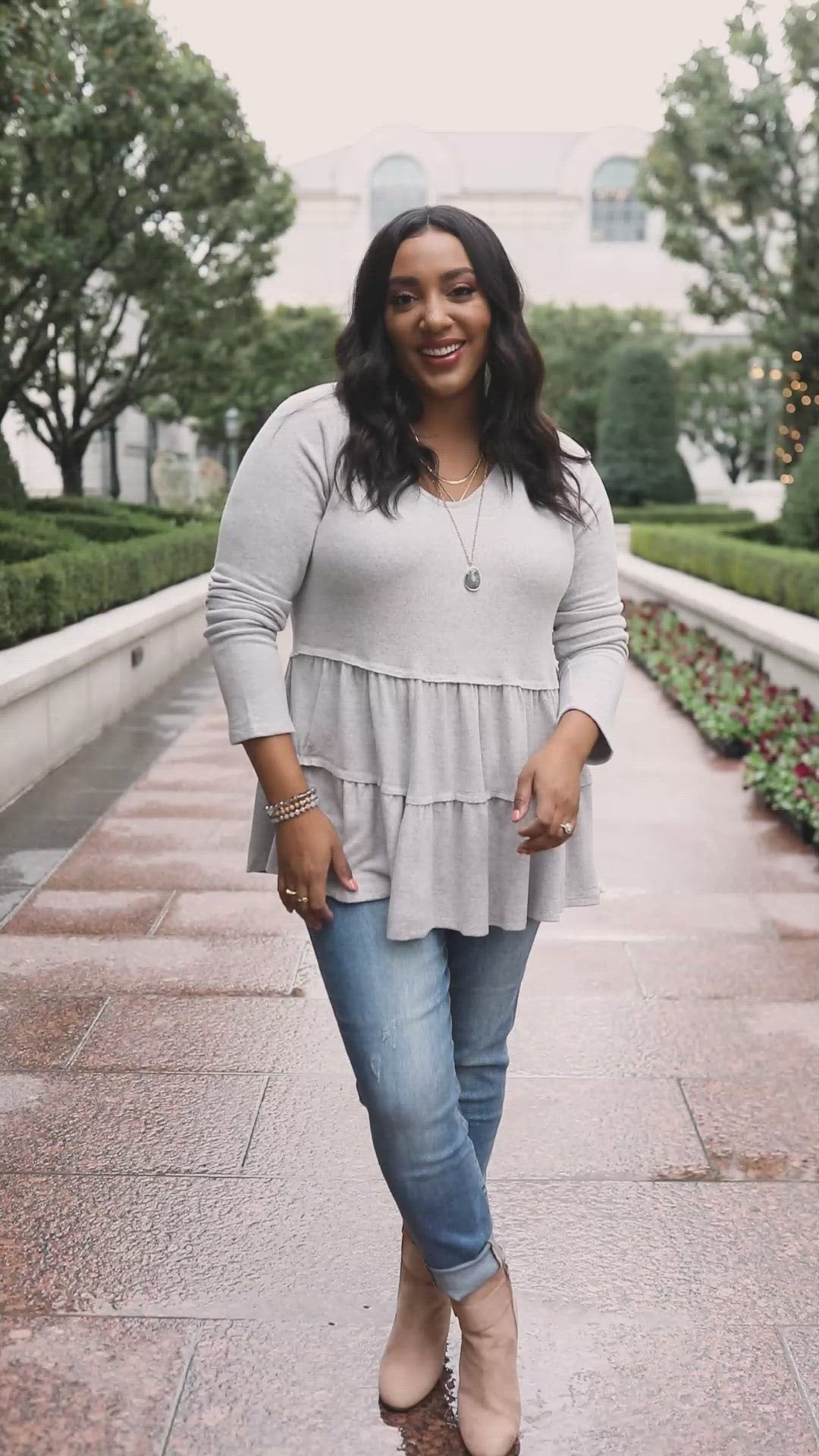 Nicely Done Tiered Top in Gray