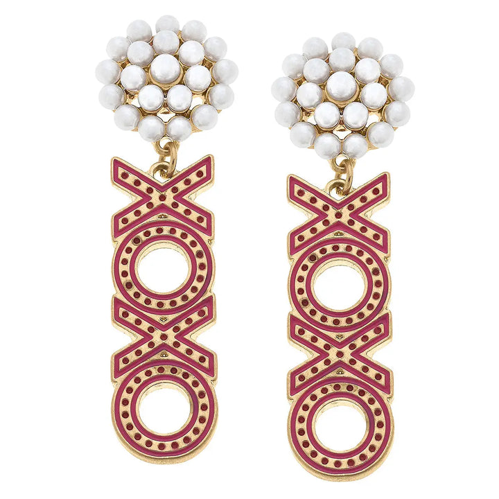 XOXO Pearl Cluster Drop Earrings