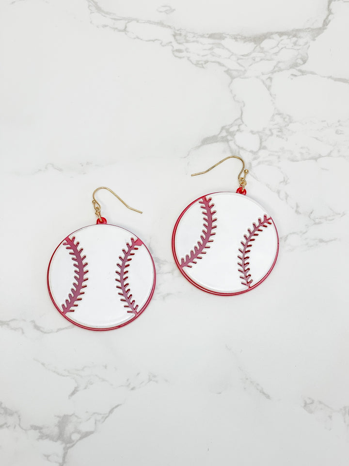 Acrylic Baseball Dangle Earrings