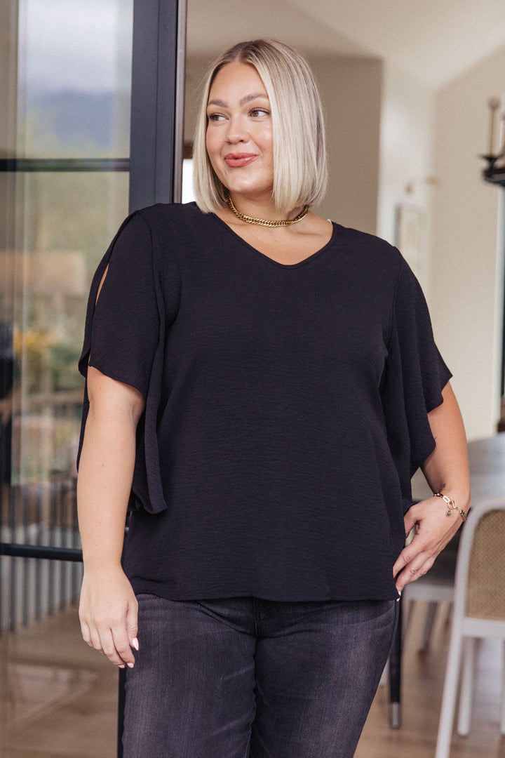 Around the World Draped Sleeve Blouse (Ships in 1-2 Weeks)