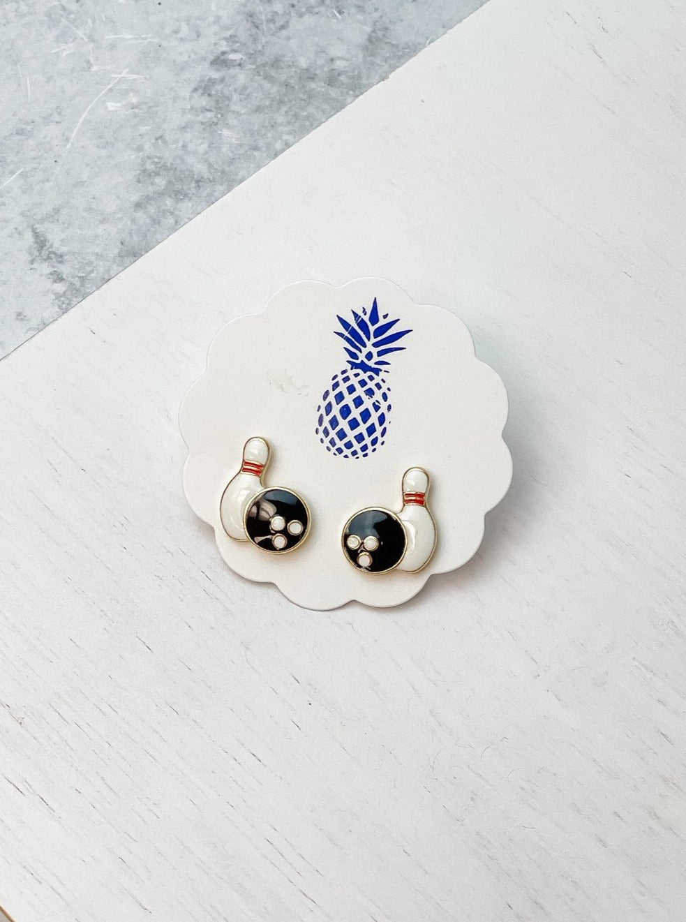 Bowling Signature Enamel Stud Earrings by Prep Obsessed