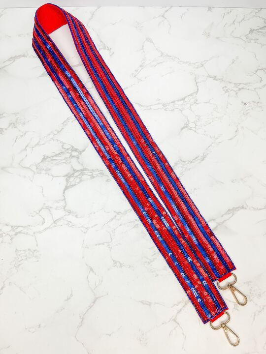 Sequin Purse Strap - Red & Blue